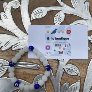 White and blue evil eye bracelet